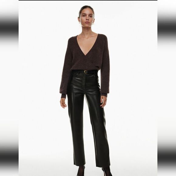 Wilfred Free High-Waist Vegan Leather Pants sz 6=28×27 - Picture 1 of 13